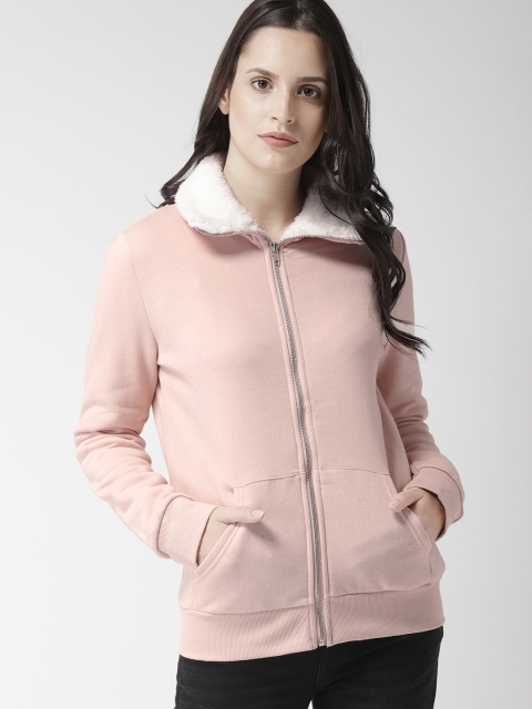 

FOREVER 21 Women Pink Solid Sweatshirt