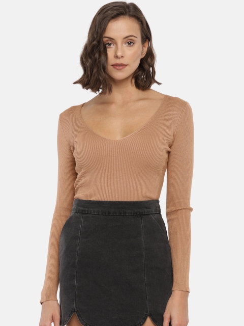 

FOREVER 21 Women Brown Solid Top