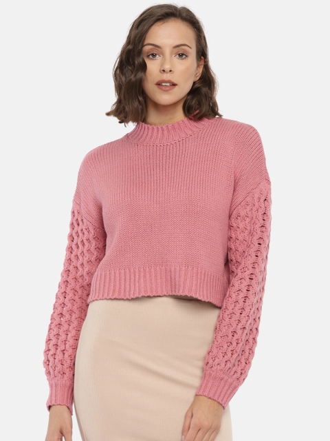 

FOREVER 21 Women Pink Solid Pullover