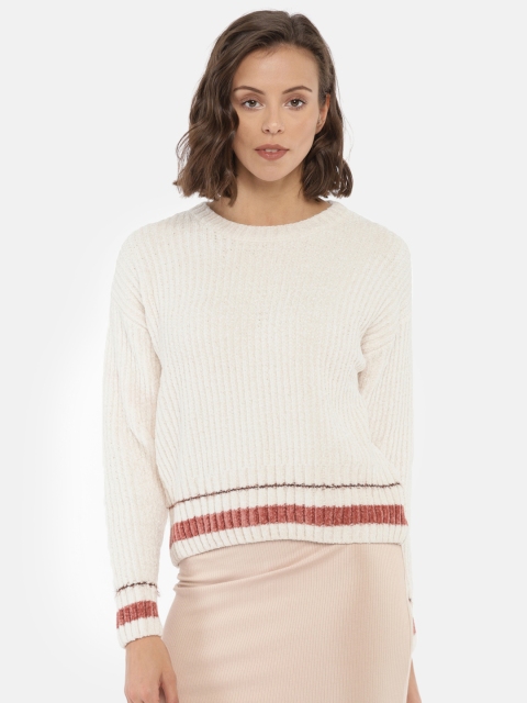 

FOREVER 21 Women Off-White Solid Pullover