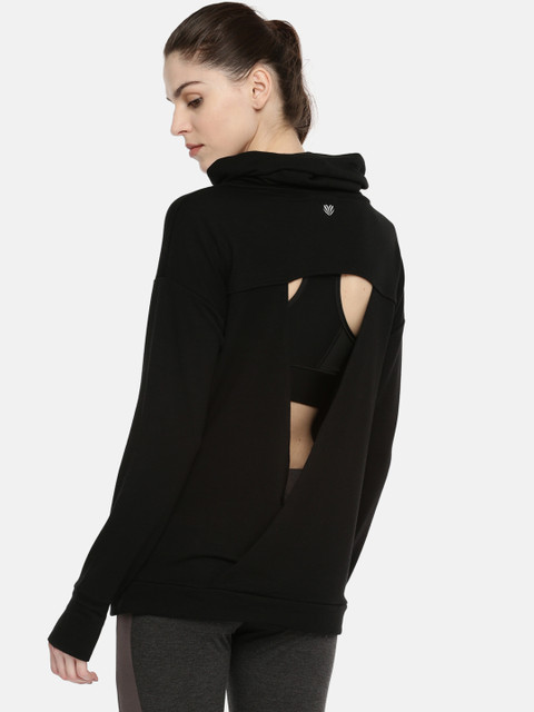 

FOREVER 21 Women Black Styled Back Sweatshirt