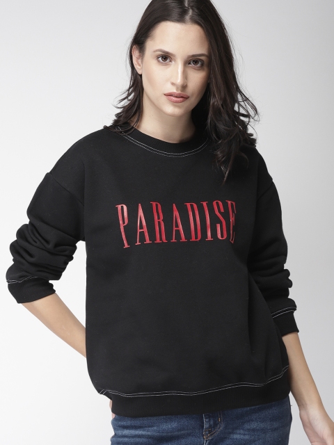 

FOREVER 21 Women Black Printed Sweatshirt