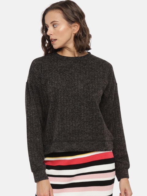 

FOREVER 21 Women Charcoal Solid Sweatshirt