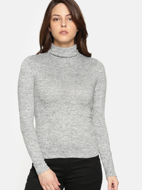 

FOREVER 21 Women Grey Melange Solid Pullover Sweater