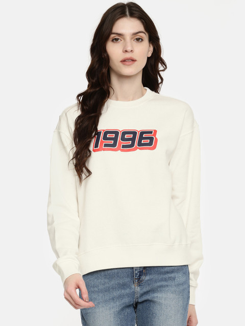 

FOREVER 21 Women White Printed Sweatshirt