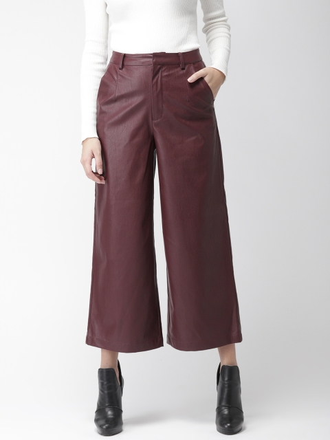 

FOREVER 21 Women Burgundy Regular Fit Solid Culottes