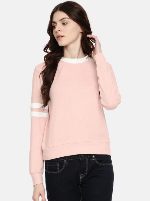 

FOREVER 21 Women Pink Solid Sweatshirt