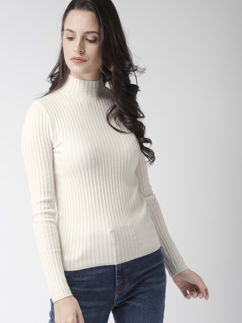 

FOREVER 21 Women Off-White Solid Pullover Sweater