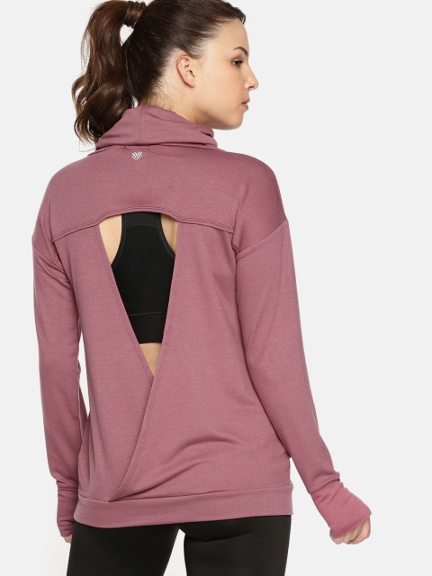 

FOREVER 21 Women Mauve Solid Hooded Styled Back Sweatshirt
