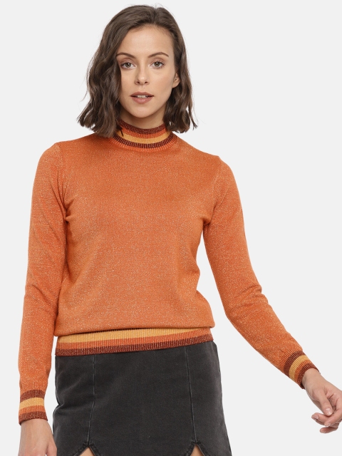 

FOREVER 21 Women Rust Orange Solid Pullover