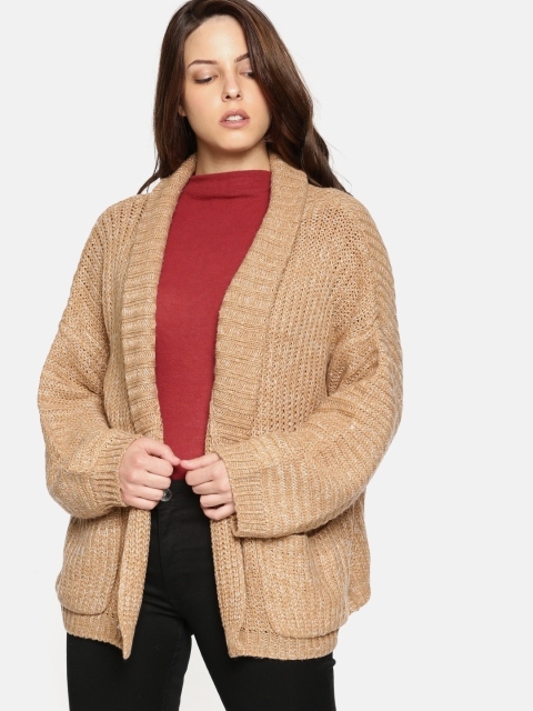 

FOREVER 21 Women Beige & Cream-Coloured Self Design Acrylic Front-Open