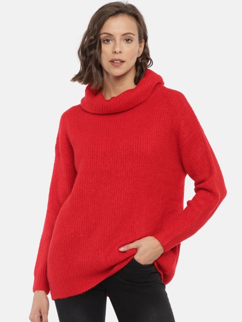 

FOREVER 21 Women Red Solid Pullover Sweater
