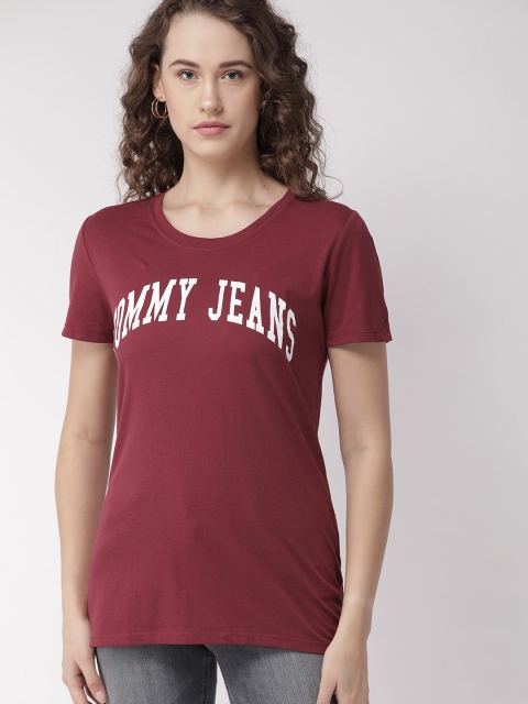 

Tommy Hilfiger Women Maroon Printed Round Neck T-shirt