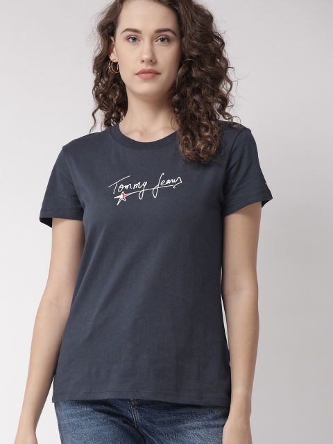 

Tommy Hilfiger Women Navy Blue Solid Round Neck T-shirt