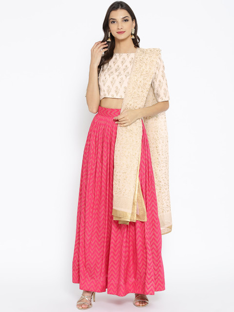 

anayna Pink & Beige Embellished Ready to Wear Lehenga & Blouse with Dupatta