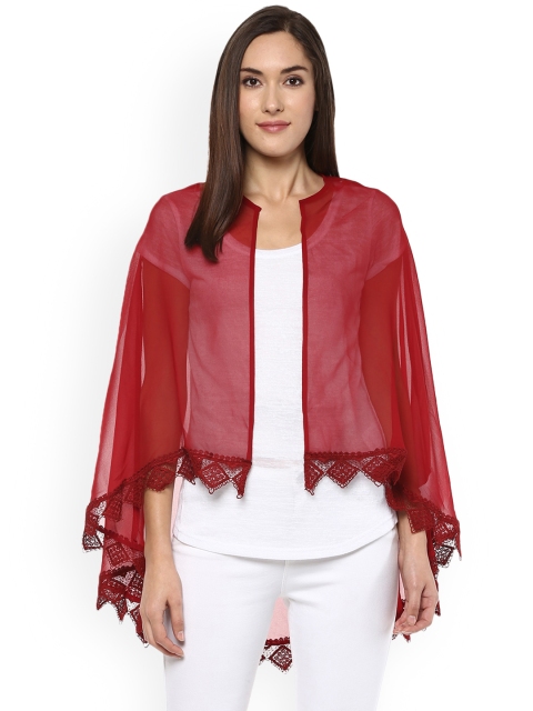 

Fusion Beats Women Maroon Solid Open Front Shrug
