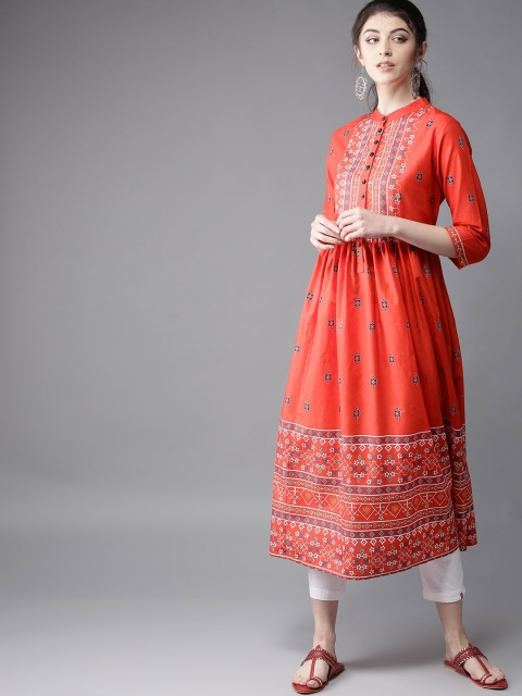 

Moda Rapido Women Red & Black Printed A-Line Kurta