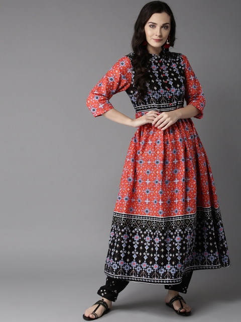 

Moda Rapido Women Red & Black Printed A-Line Kurta