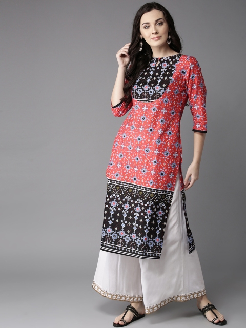 

Moda Rapido Women Red & Black Printed Straight Kurta