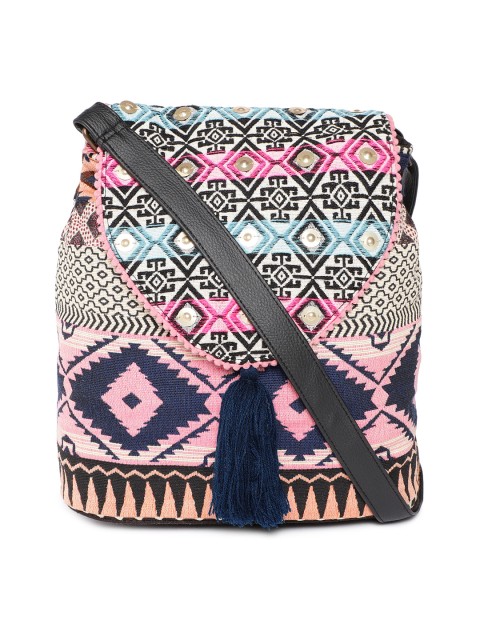 

Kanvas Katha Multicoloured Self Design Sling Bag, Multi