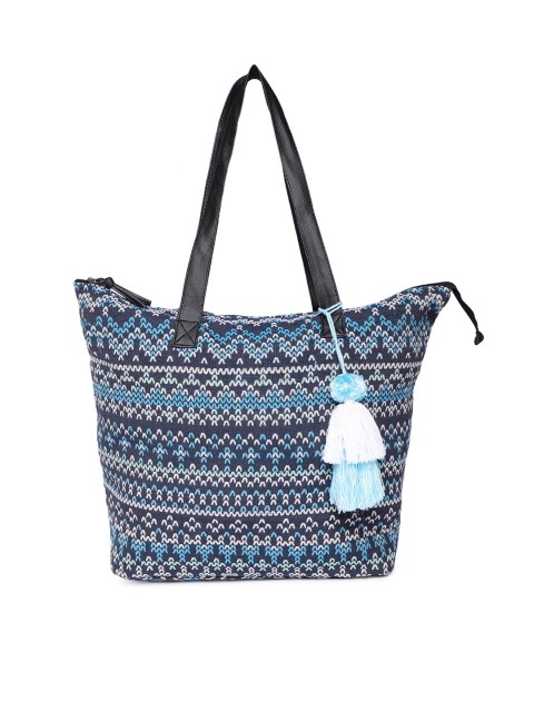 

Kanvas Katha Blue Self Design Tote Bag