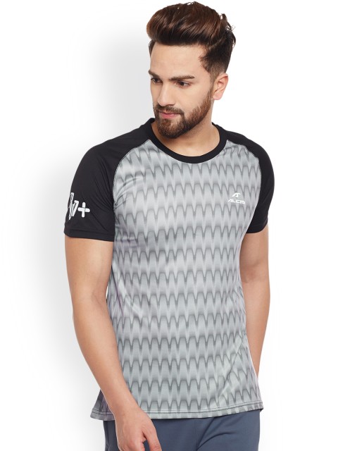 

Alcis Men Grey & Black Frequency Rush Printed Slim Fit T-shirt