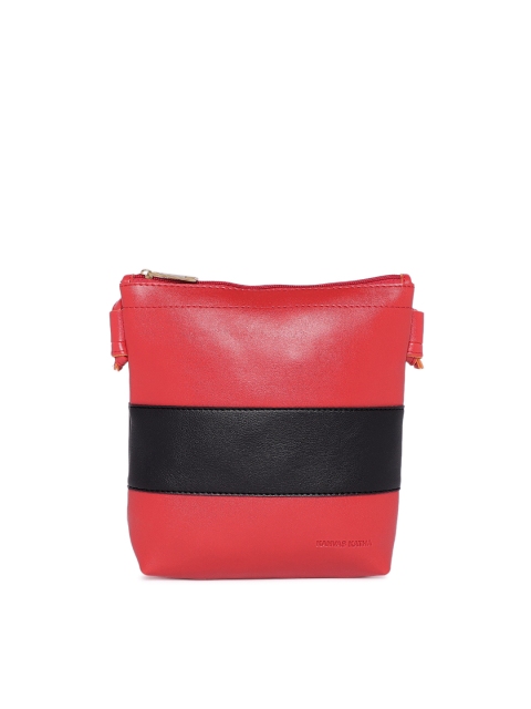 

Kanvas Katha Red & Black Colourblocked Sling Bag