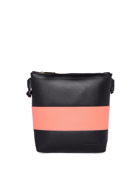 

Kanvas Katha Black & Pink Colourblocked Sling Bag