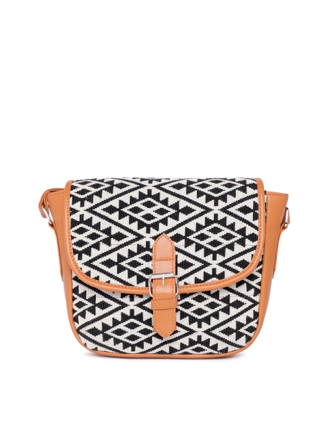 

Kanvas Katha Black & White Printed Sling Bag, Multi