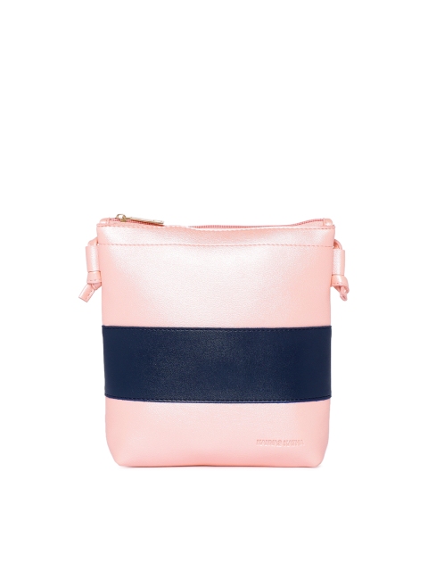 

Kanvas Katha Pink & Navy Blue Colourblocked Sling Bag