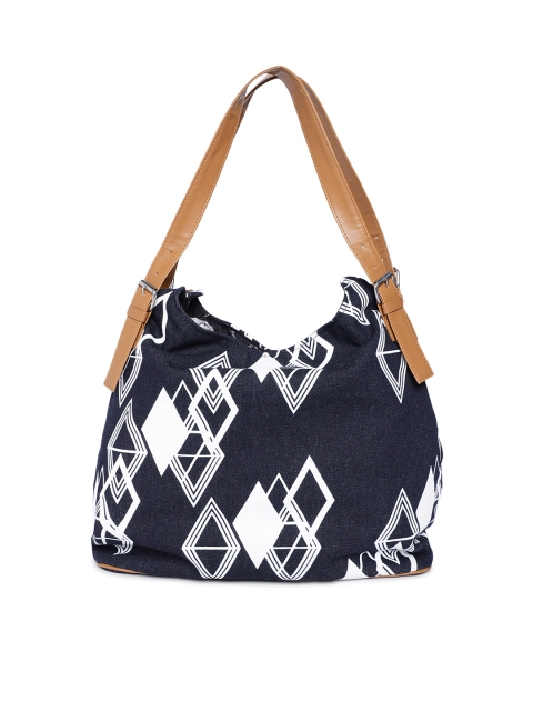 

Kanvas Katha Navy Blue & White Printed Shoulder Bag