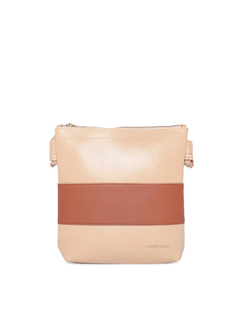 

Kanvas Katha Tan Brown & Beige Colourblocked Sling Bag