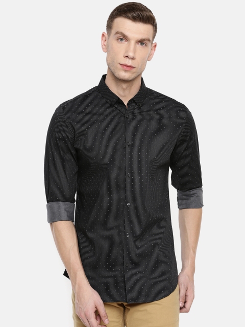 

Calvin Klein Jeans Men Black & Grey Striped Casual Shirt