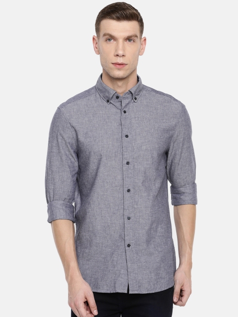 

Calvin Klein Jeans Men Navy Blue Slim Fit Solid Casual Shirt