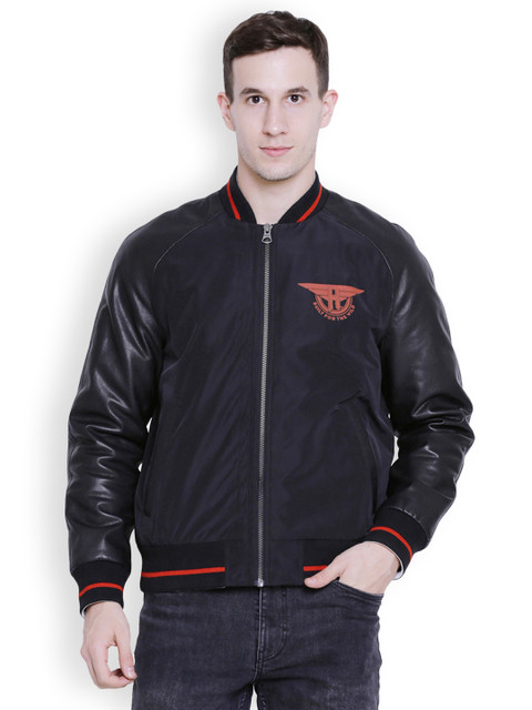 

Justanned Men Black Colourblocked Bomber