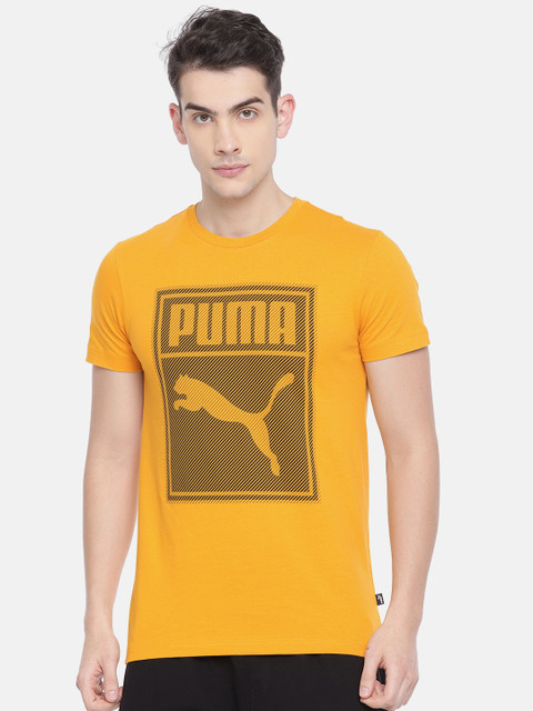 

Puma Men Mustard Yellow Printed Round Neck Graphic T-shirt