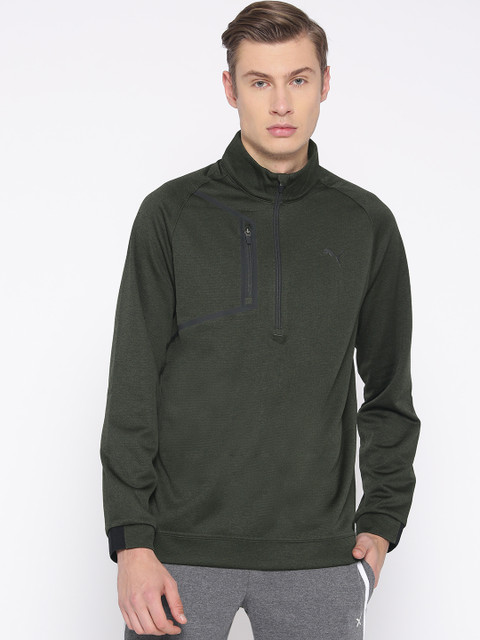 

Puma Men Olive Green Solid Sweatshirt