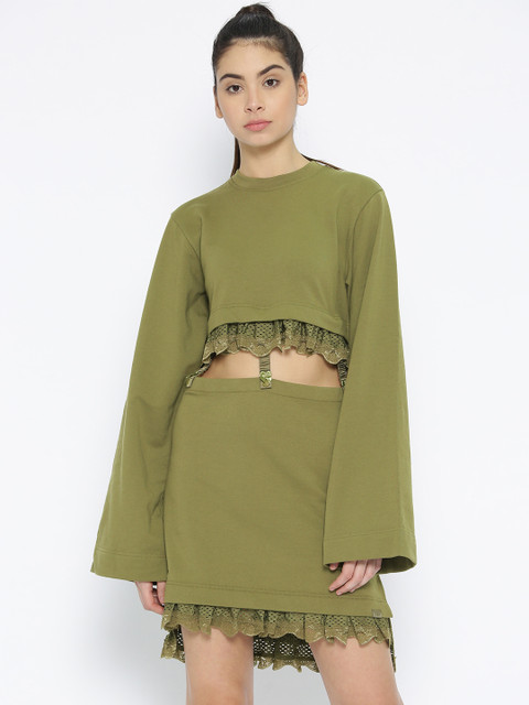 

Puma Women Olive Green Kimono Sleeve Dress
