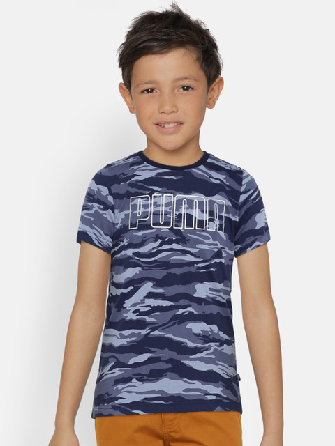 

Puma Boys Navy Blue Printed Round Neck T-shirt