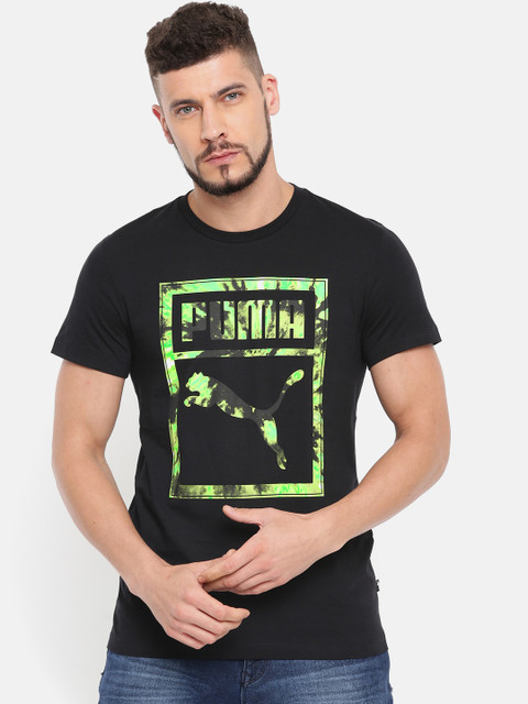 

Puma Men Black Printed Round Neck T-shirt