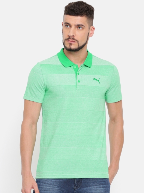 

Puma Men Green India Thick Slim Fit Stripe Polo