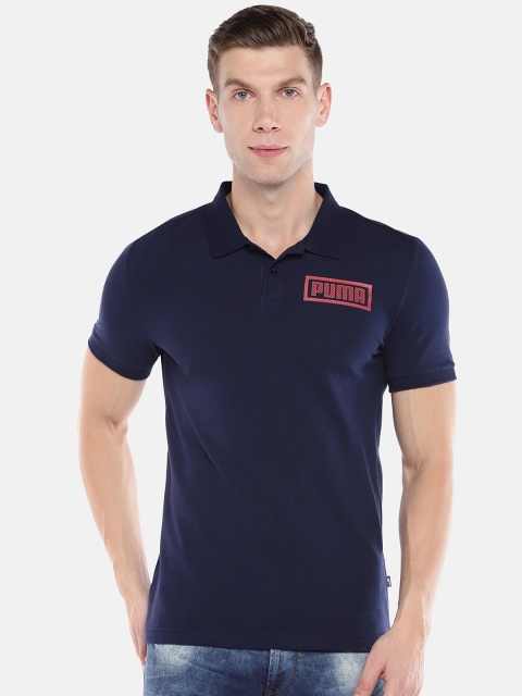 

Puma Men Navy Blue Solid Graphic Pique Polo III T-shirt