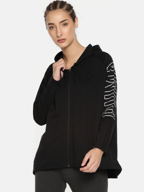 

Puma Women Black Solid FUSION FZ Hooded Sweatshirt