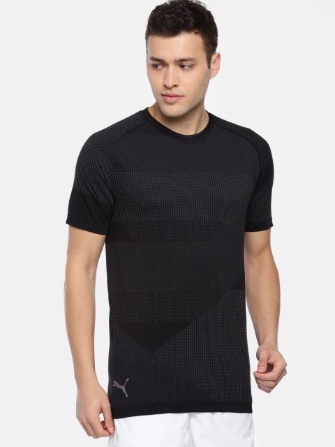 

Puma Men Black Self Design Round Neck T-shirt