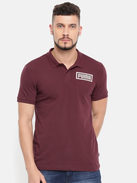 

Puma Men Burgundy Solid Graphic Pique Polo Collar T-shirt