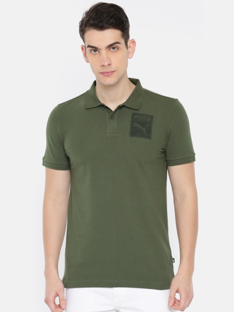 

Puma Men Green Solid Graphic Pique Polo IV T-shirt, Olive