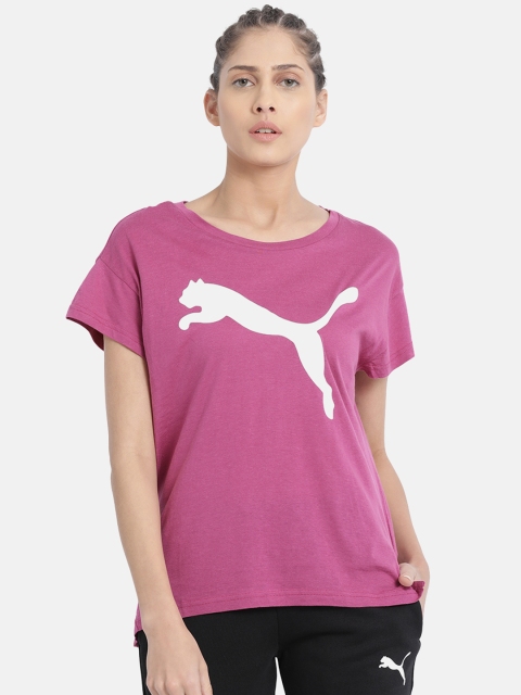 

Puma Women Magenta Pink Printed Dry Cell Active Logo T-shirt