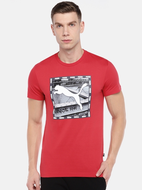 

Puma Men Red Graphic Printed Pure Cotton T-shirt
