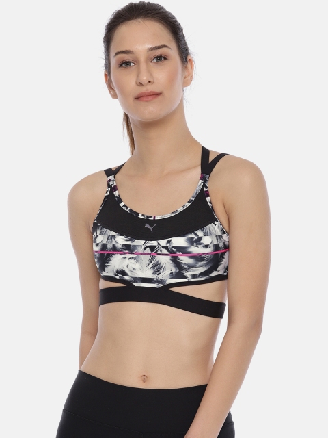 

Puma Black & Grey PWRSHAPE Future Graphic Non-Wired Lightly Padded Sports Bra 51535801