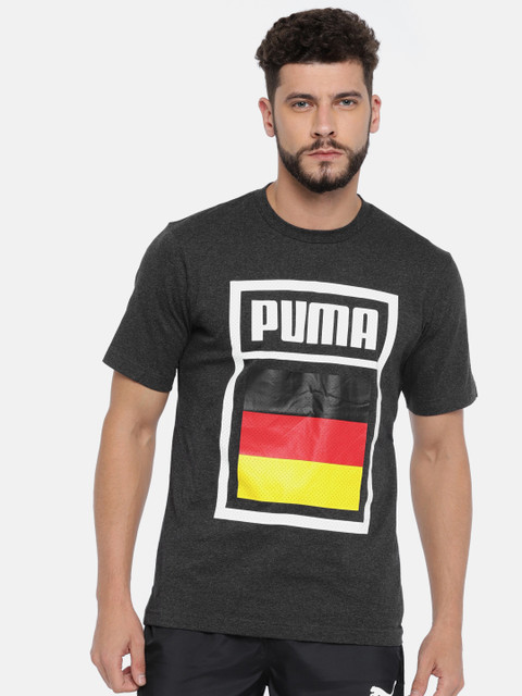 

Puma Men Charcoal Grey Printed Round Neck Football T-shirt